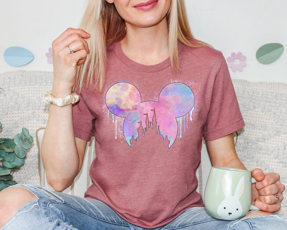 Watercolor Castle Mouse Ear Shirt - Matching Family Vacation Tee
