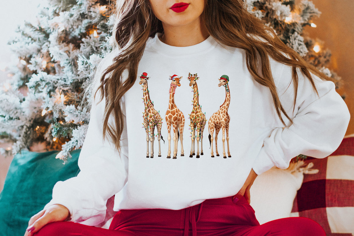 Giraffes Christmas Lights Sweatshirt, Festive Holiday Shirt