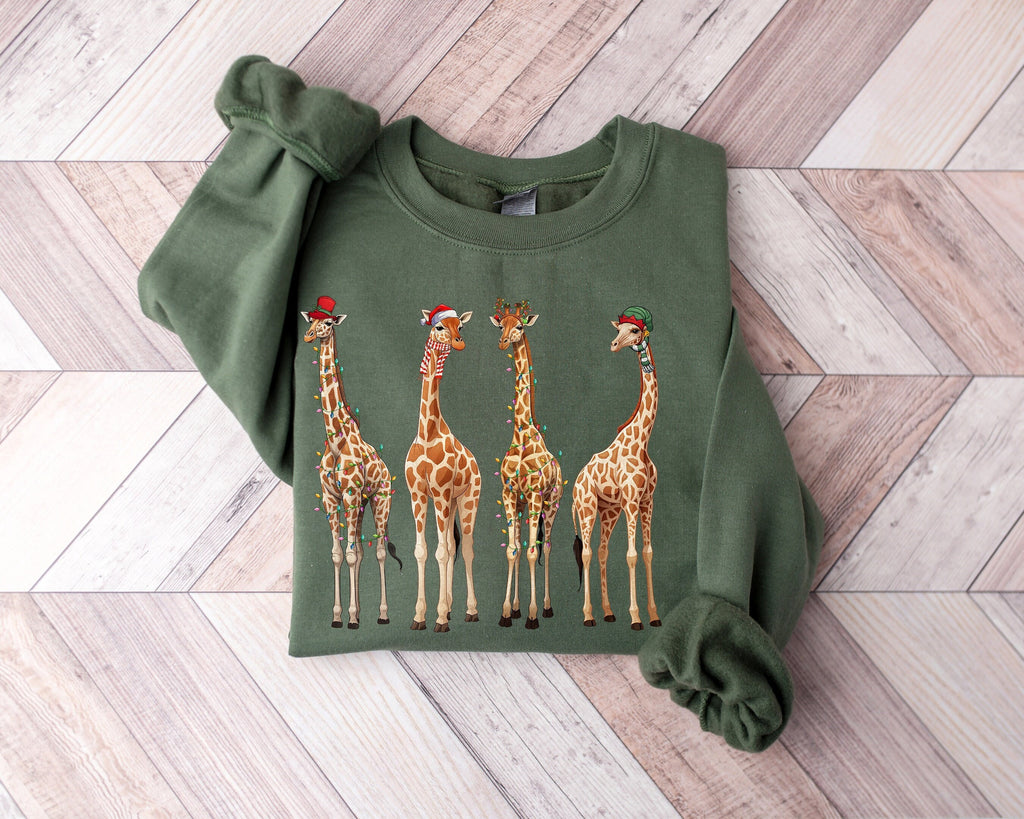 Giraffes Christmas Lights Sweatshirt, Festive Holiday Shirt