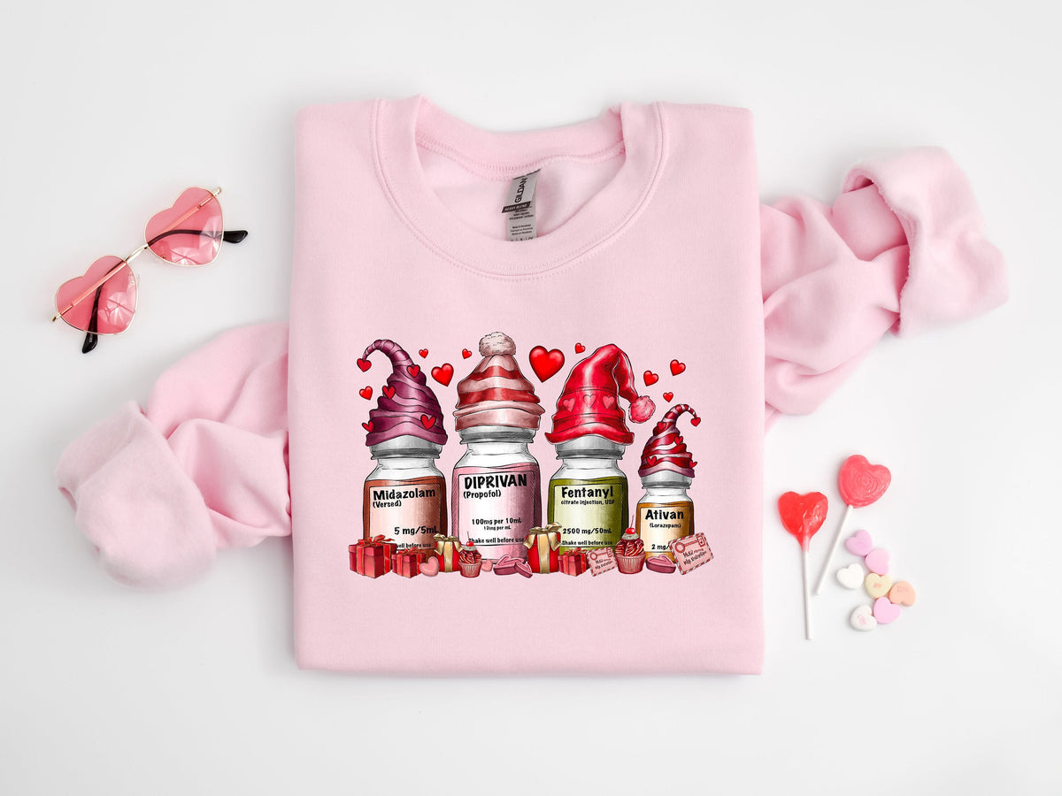 Nurse Valentine's Day Shirt: Medicine Ampoule Gnomes