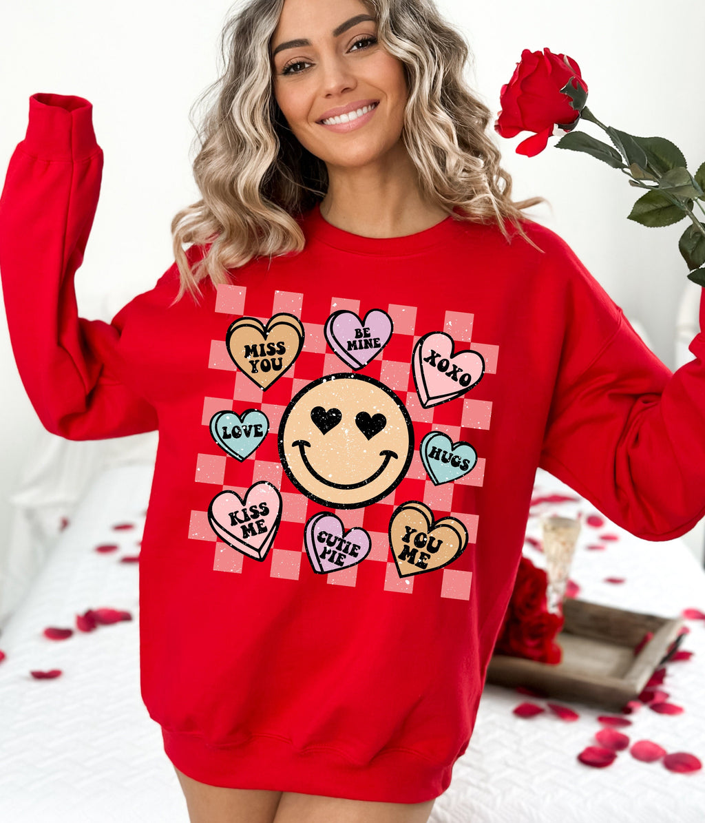 Retro Heart Valentine Teacher Sweatshirt, Cute Positive Tee