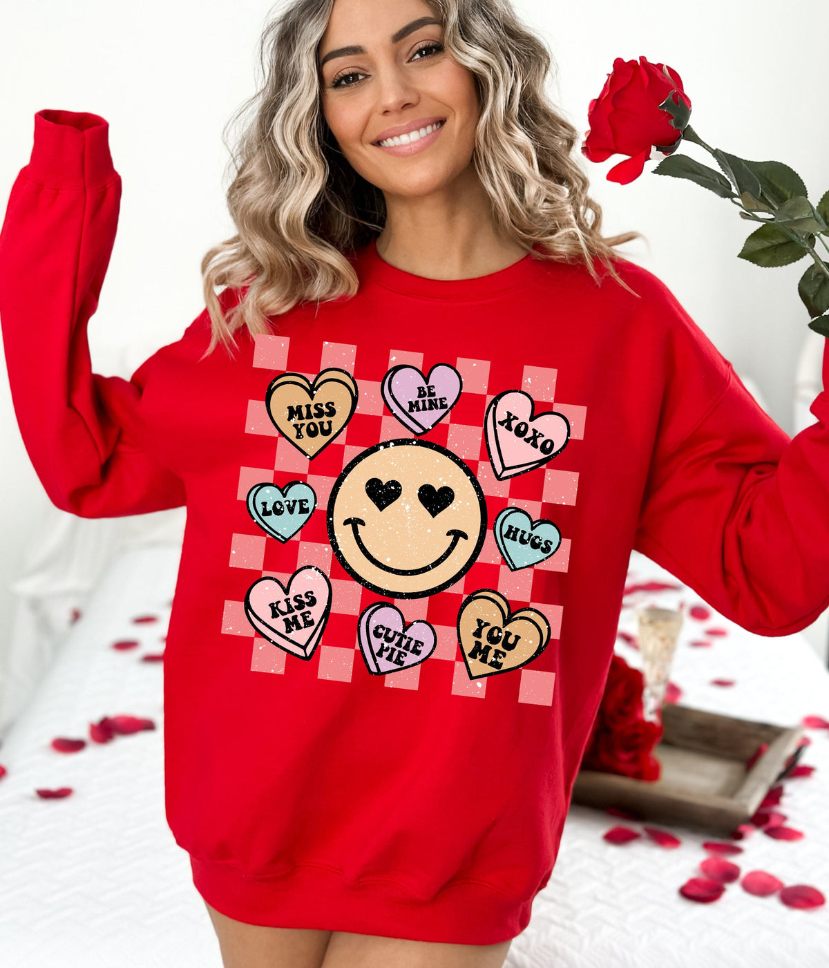Retro Heart Valentine Teacher Sweatshirt, Cute Positive Tee