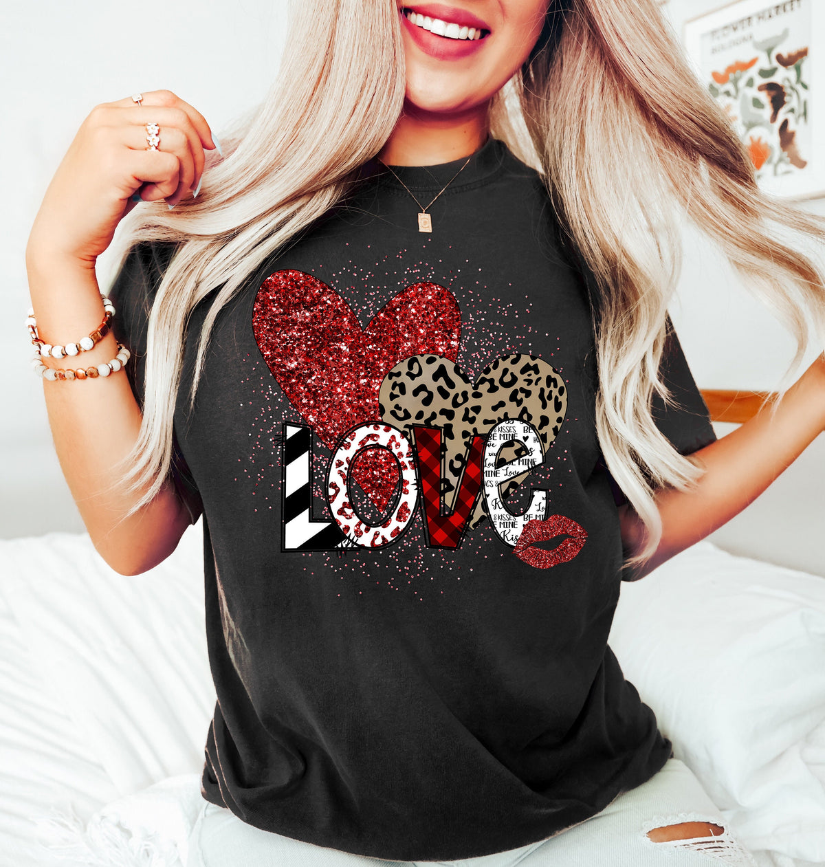 Retro Love Shirt, Leopard Heart, Valentine Gift