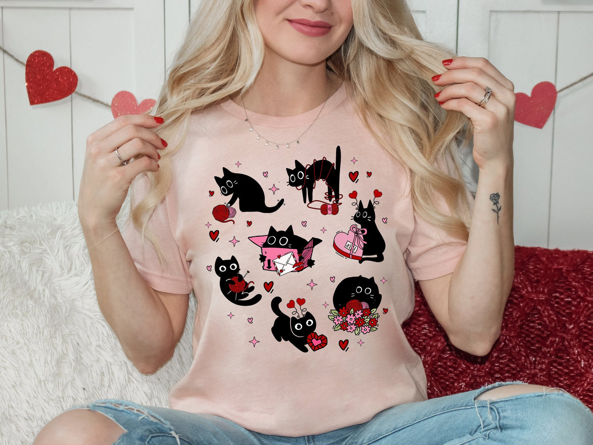 Black Cat Valentine's Day Shirt: Hearts Pet Sweatshirt