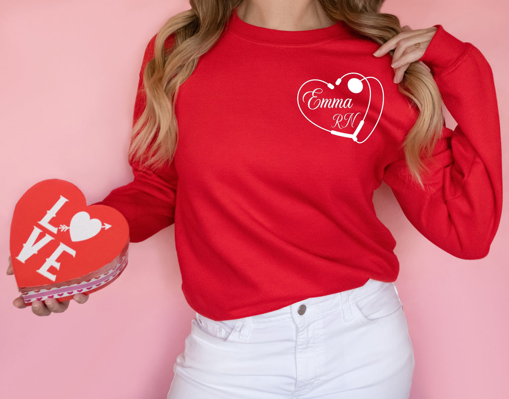 Custom Nurse Valentine's Day Shirt: Heart Stethoscope Design