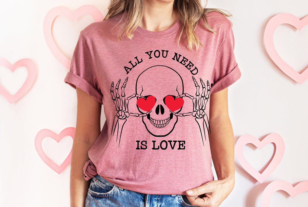 Skeleton Heart Eyes Sweatshirt: Valentines Day Skull Shirt