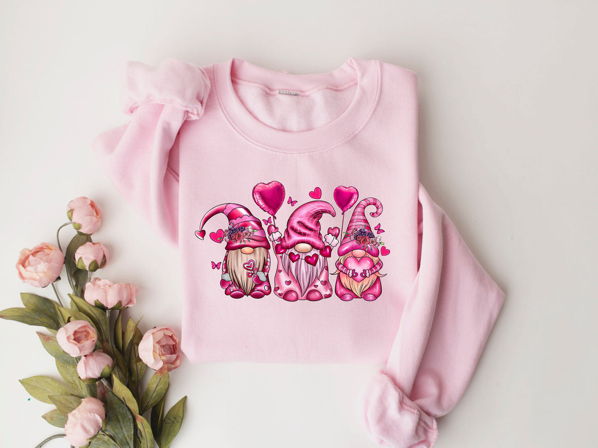 Custom Gnome Hearts Sweatshirt, Valentine's Day Gift for Women