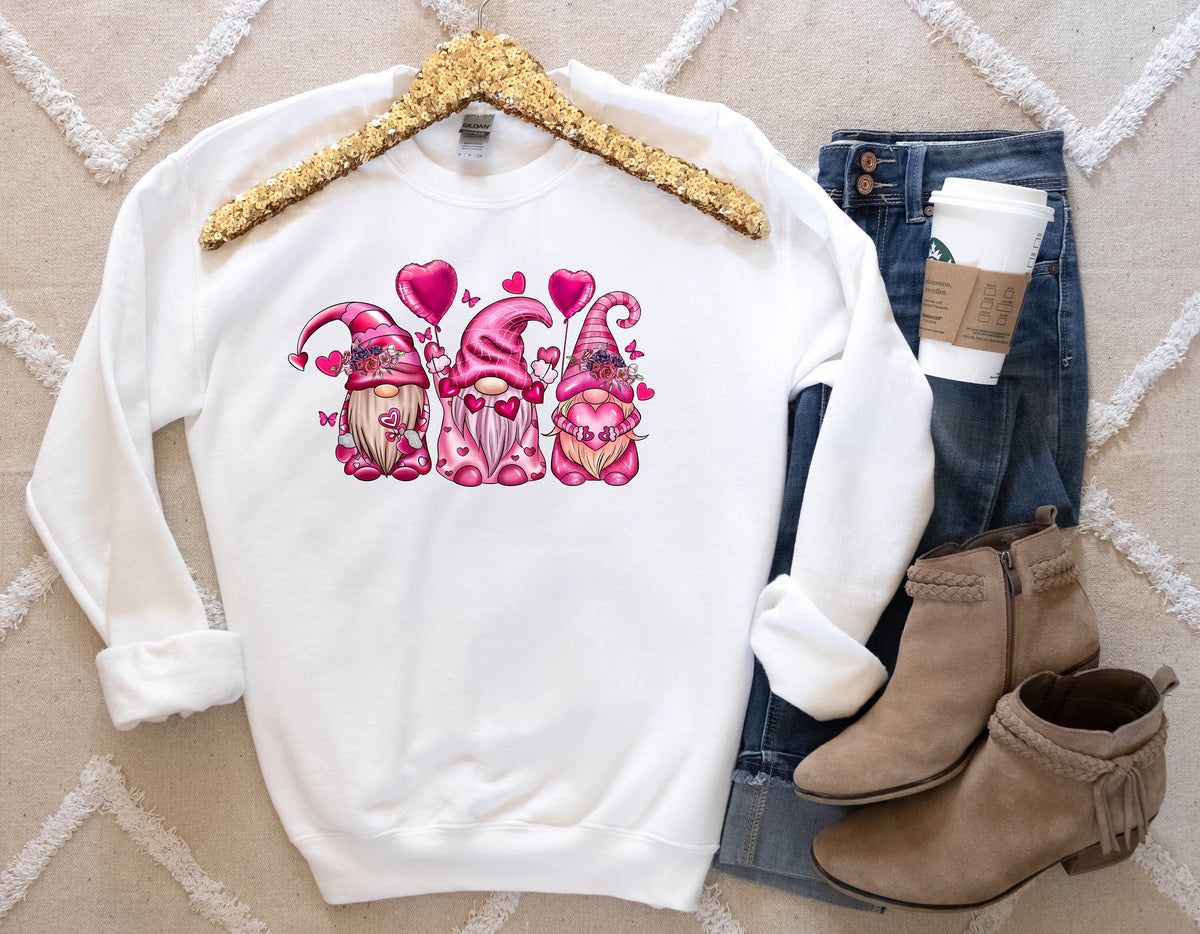 Custom Gnome Hearts Sweatshirt, Valentine's Day Gift for Women