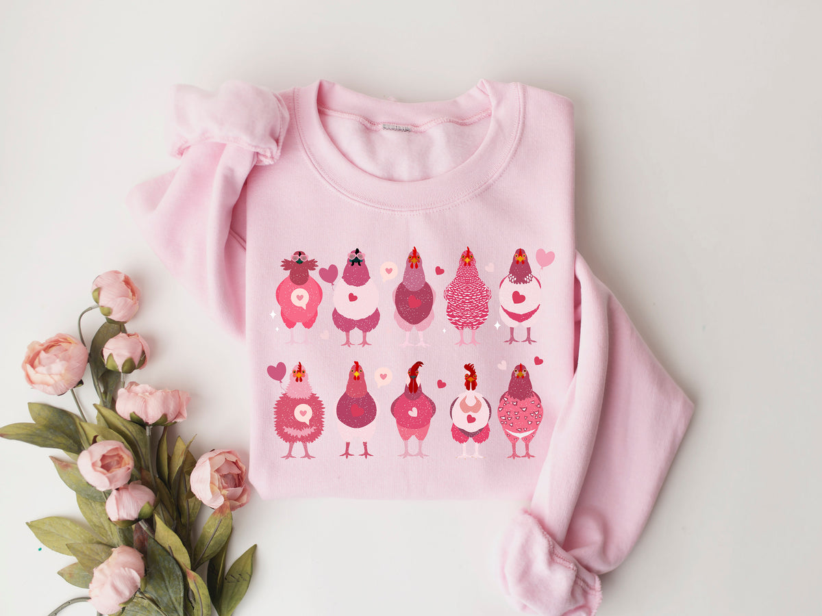 Chicken Valentine's Day Sweatshirt: Funny Chicken Mama Shirt