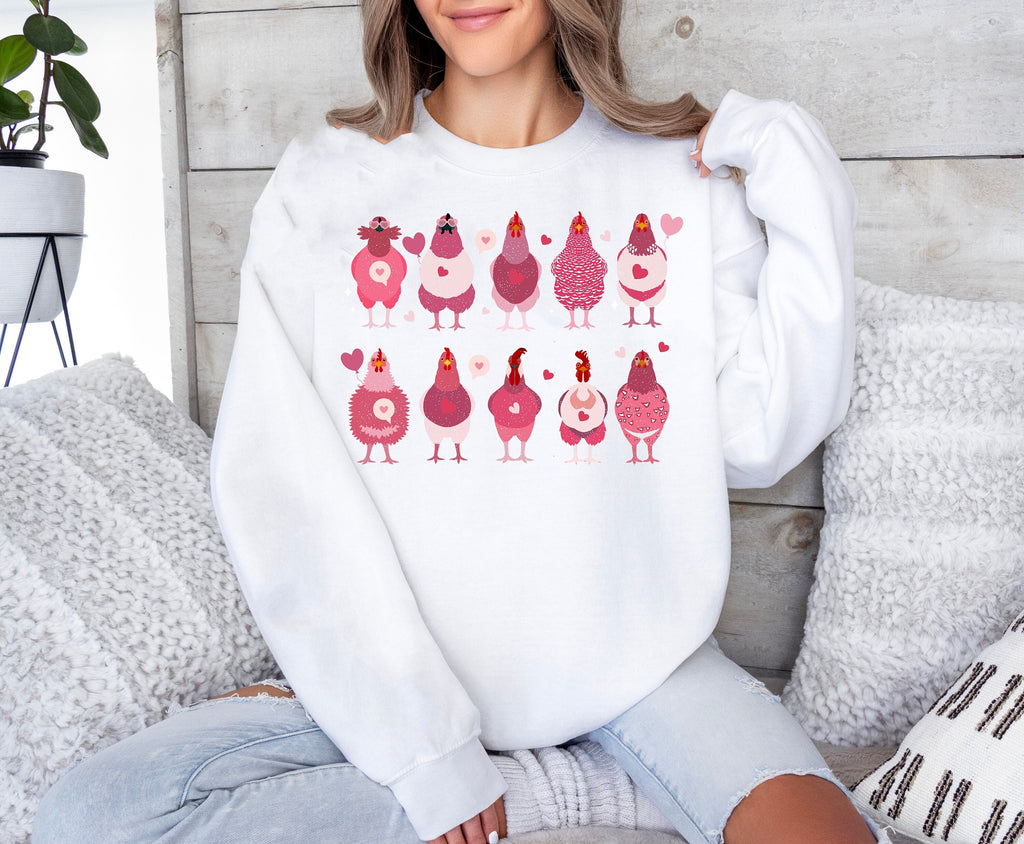 Chicken Valentine's Day Sweatshirt: Funny Chicken Mama Shirt