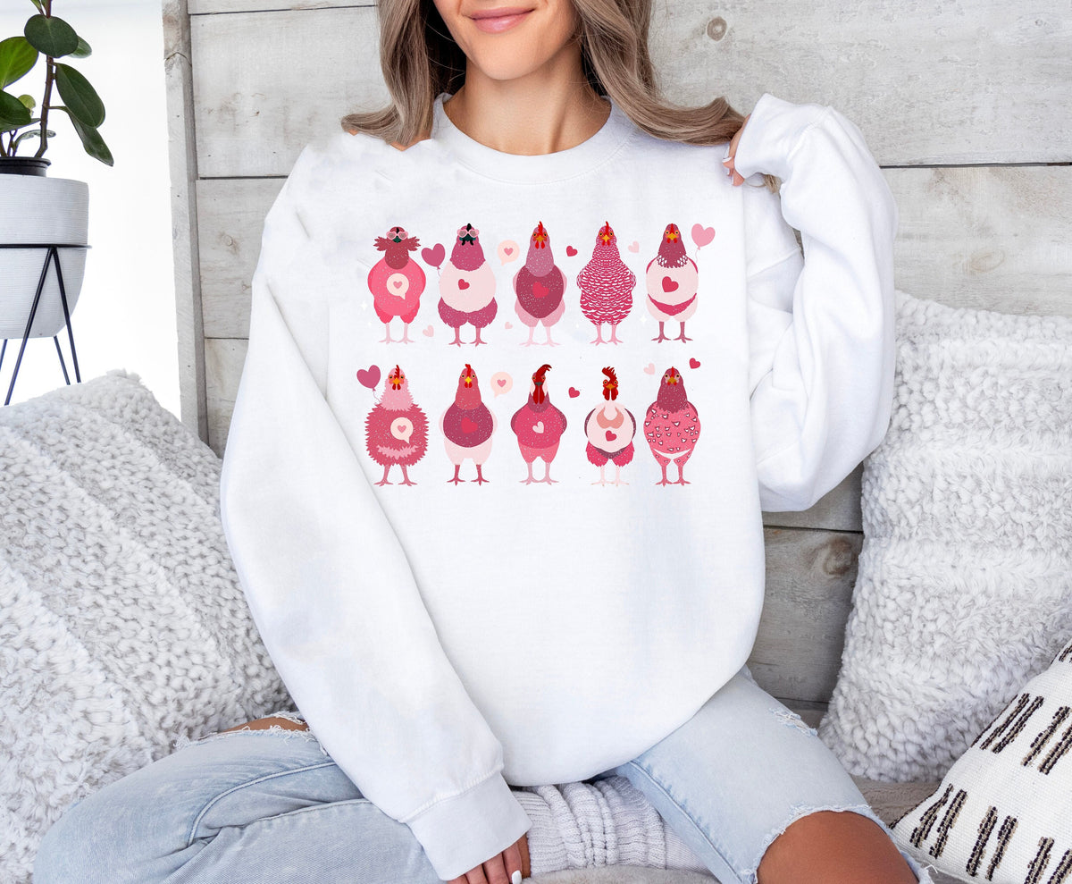 Chicken Valentine's Day Sweatshirt: Funny Chicken Mama Shirt