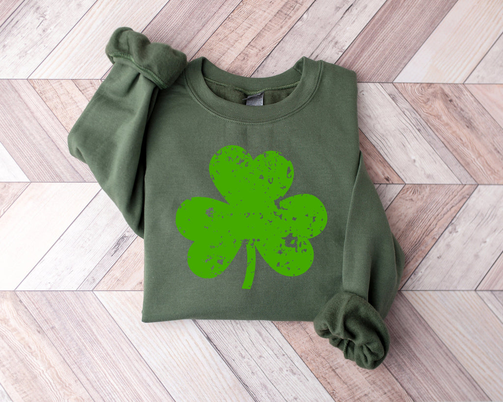 Retro Shamrock Sweatshirt: St Patricks Day Lucky Irish Shirt