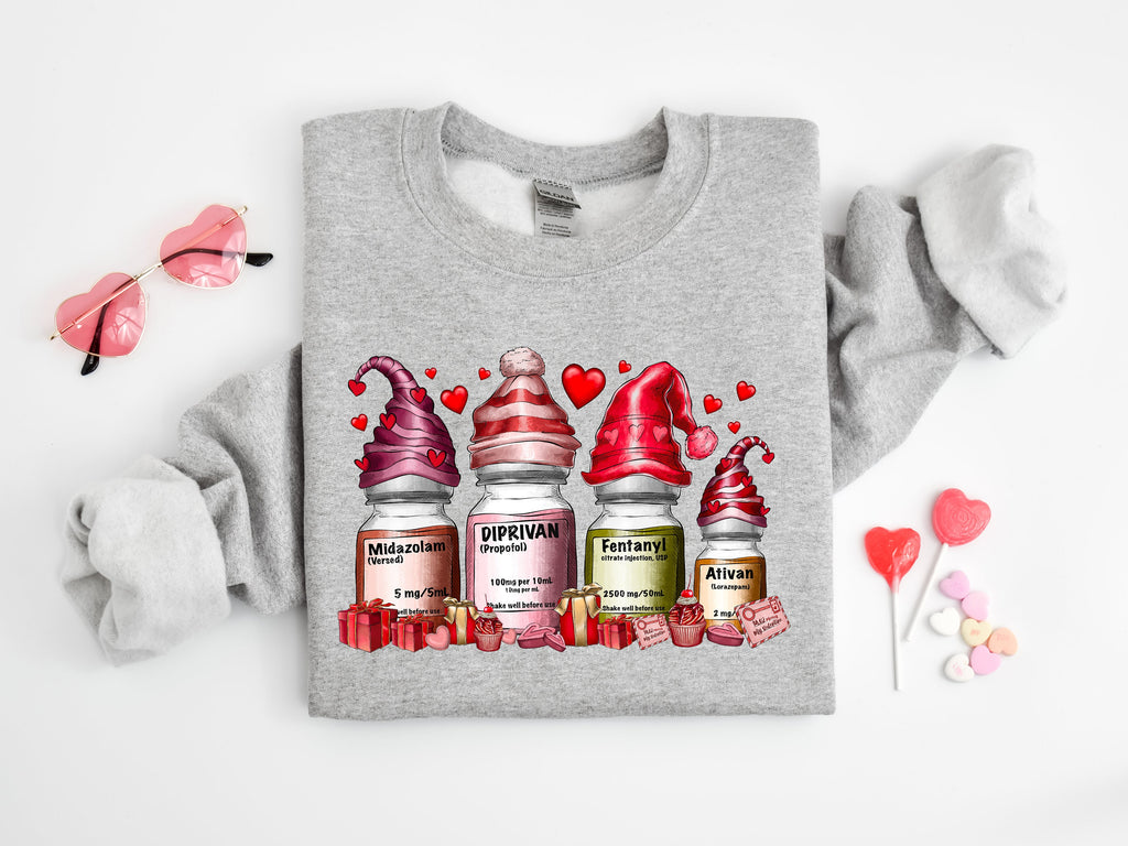 Nurse Valentine's Day Shirt: Medicine Ampoule Gnomes