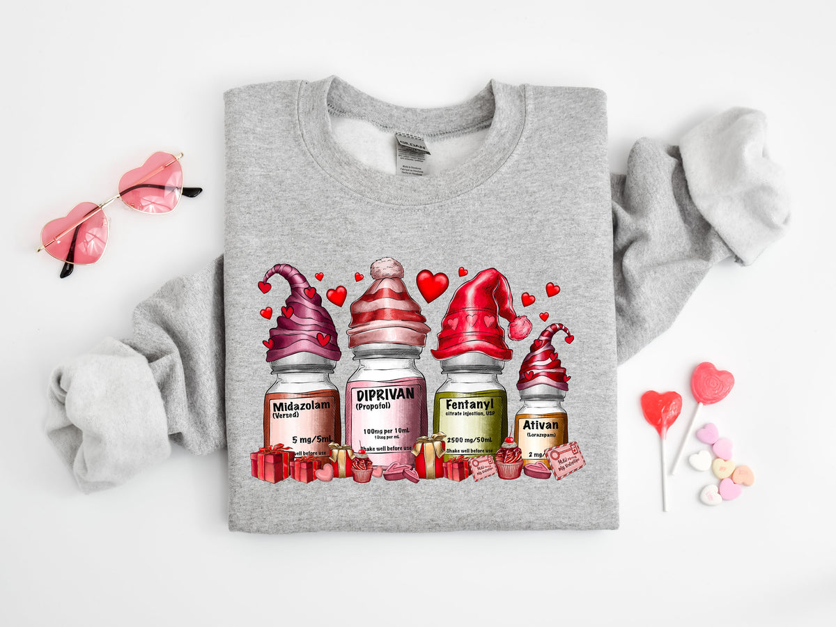 Nurse Valentine's Day Shirt: Medicine Ampoule Gnomes