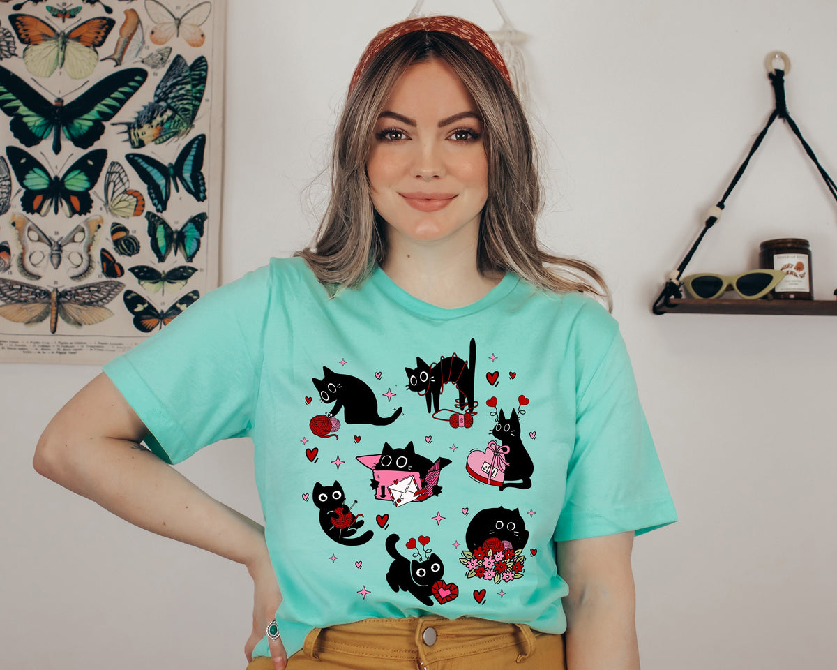 Black Cat Valentine's Day Shirt: Hearts Pet Sweatshirt