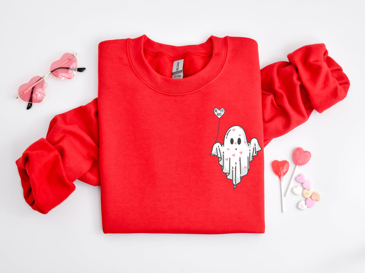Be My Boo Ghost Sweatshirt - Valentine's Day Heart Hoodie