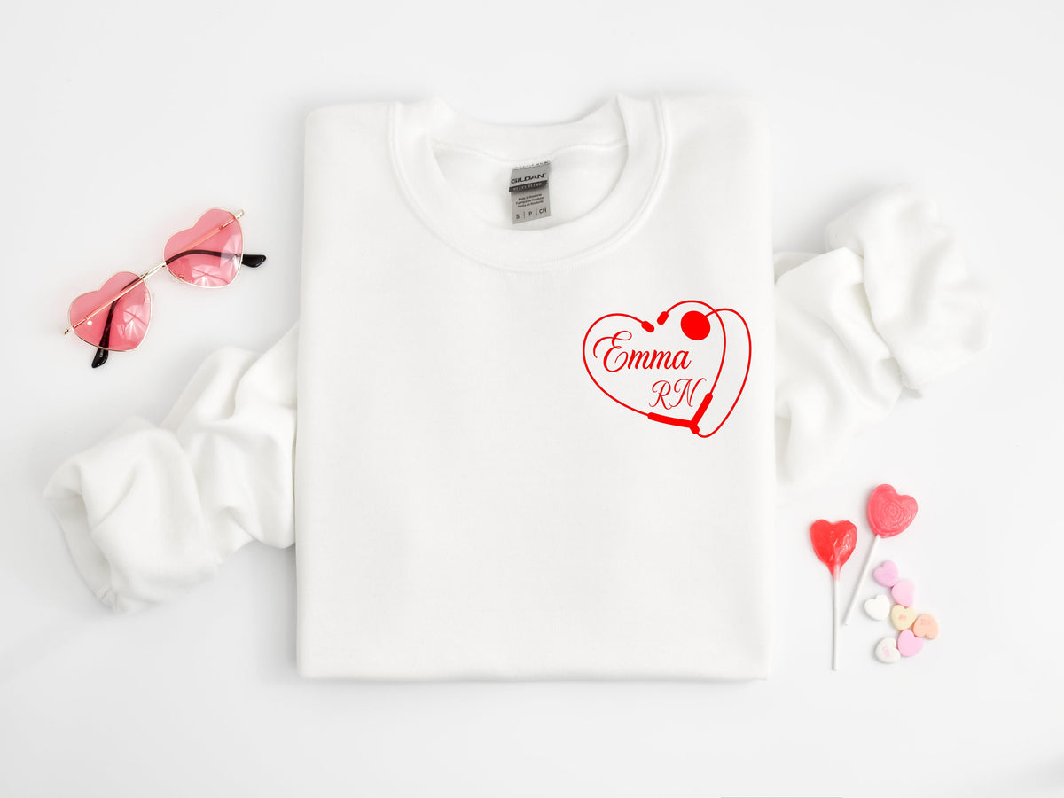 Custom Nurse Valentine's Day Shirt: Heart Stethoscope Design