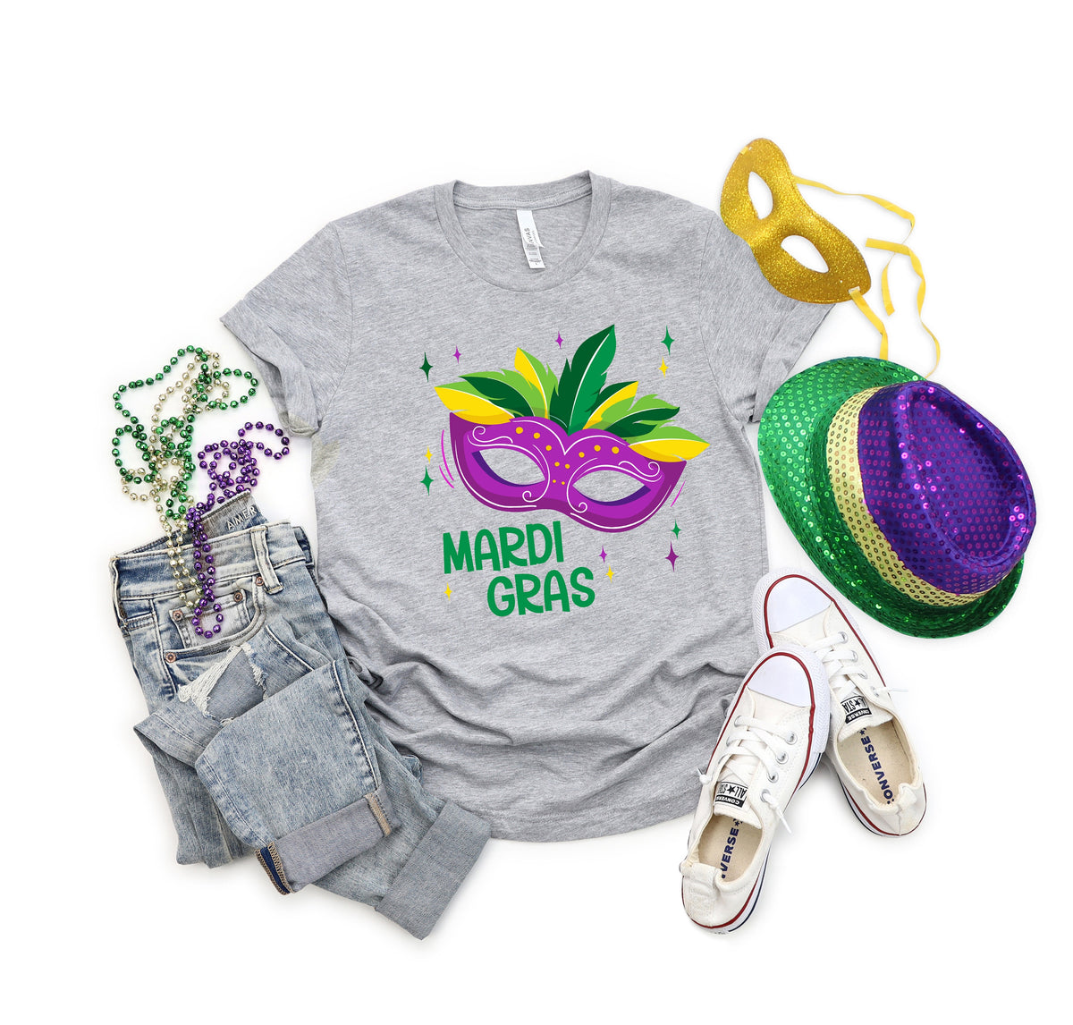 Mardi Gras T-Shirt: Beads, Parades, King Cake, Crawfish