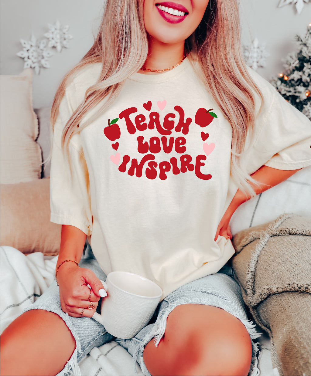 Teacher Valentine Sweatshirt: Teach Love Inspire, Back to School Shirt