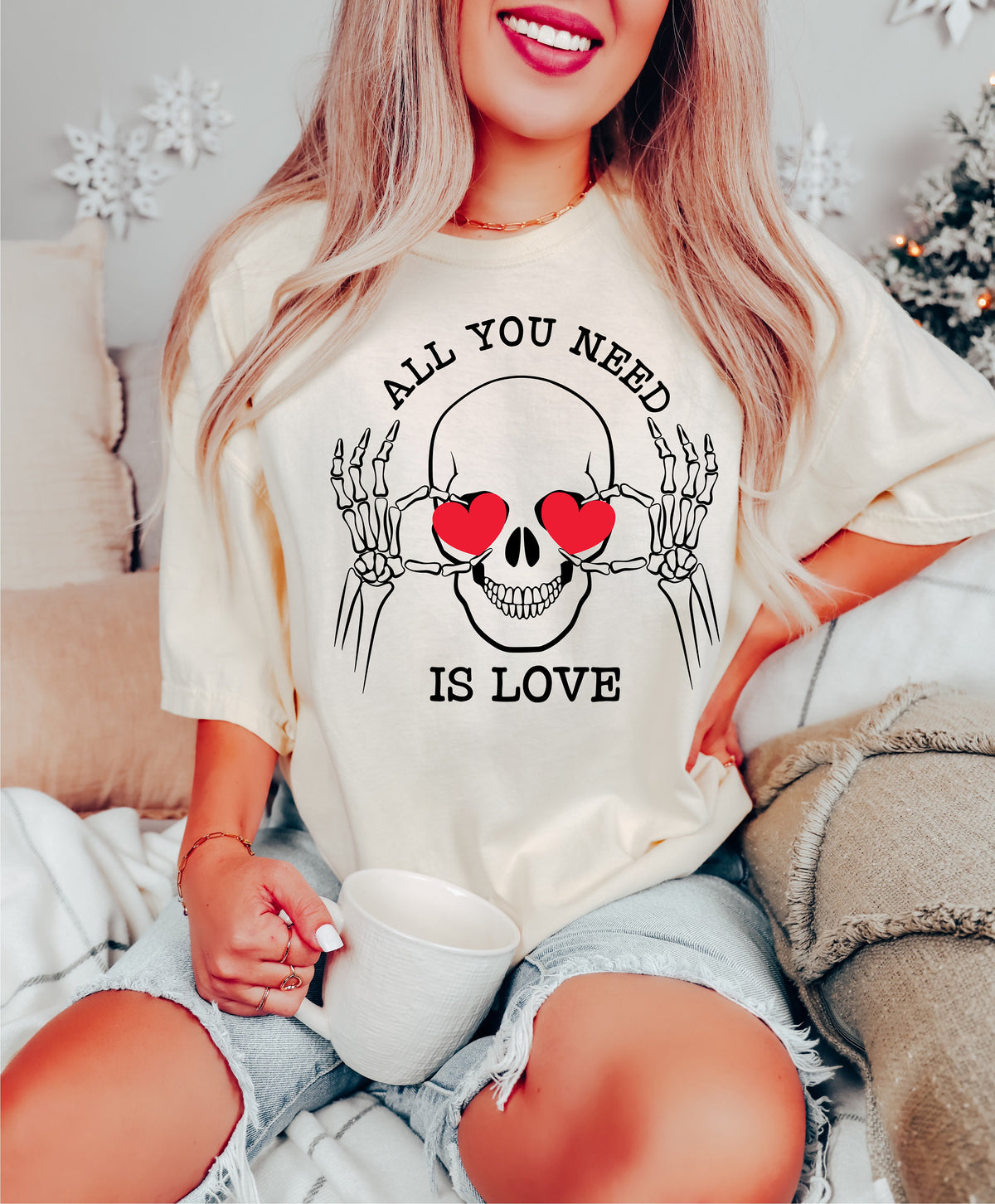 Skeleton Heart Eyes Sweatshirt: Valentines Day Skull Shirt