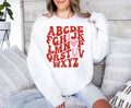Retro Teacher Valentine Sweatshirt: Heart Alphabet Shirt