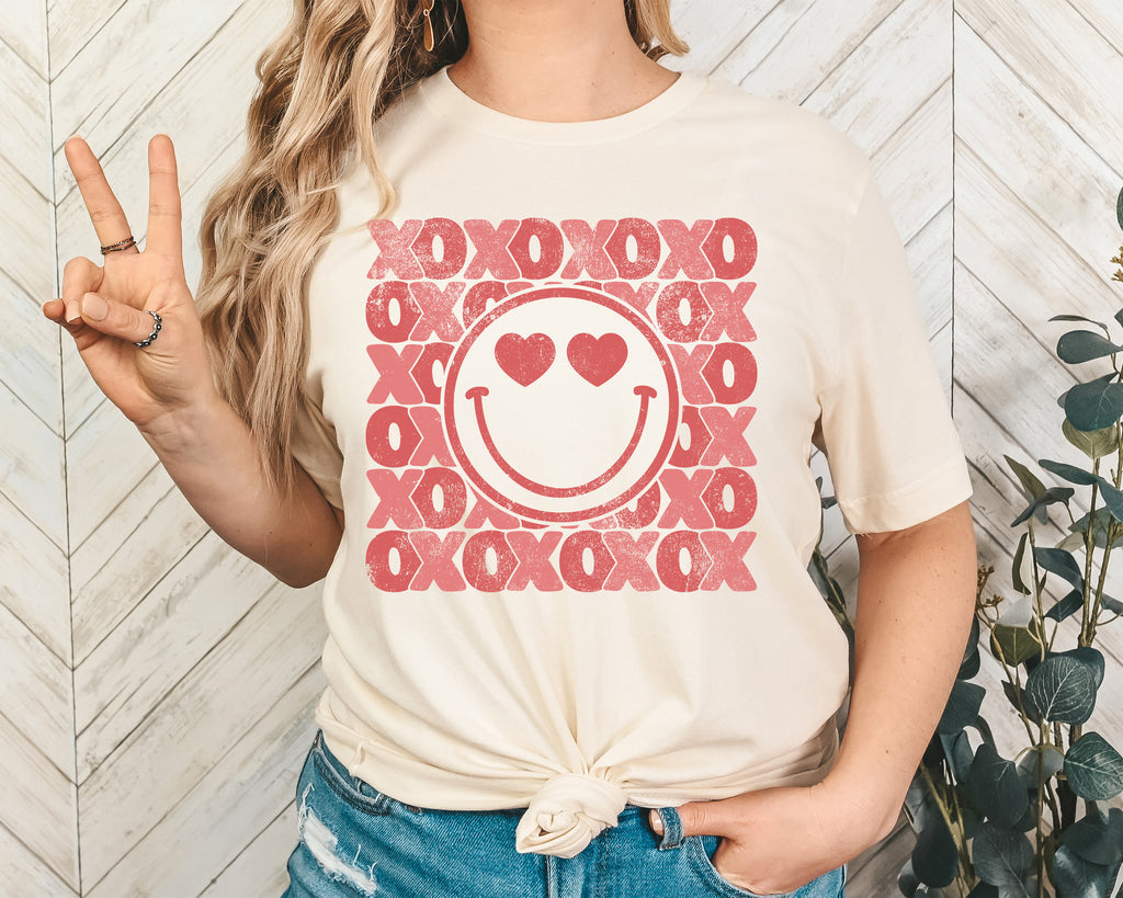 Retro XOXO Valentine's Day Sweatshirt: Pink Love Shirt