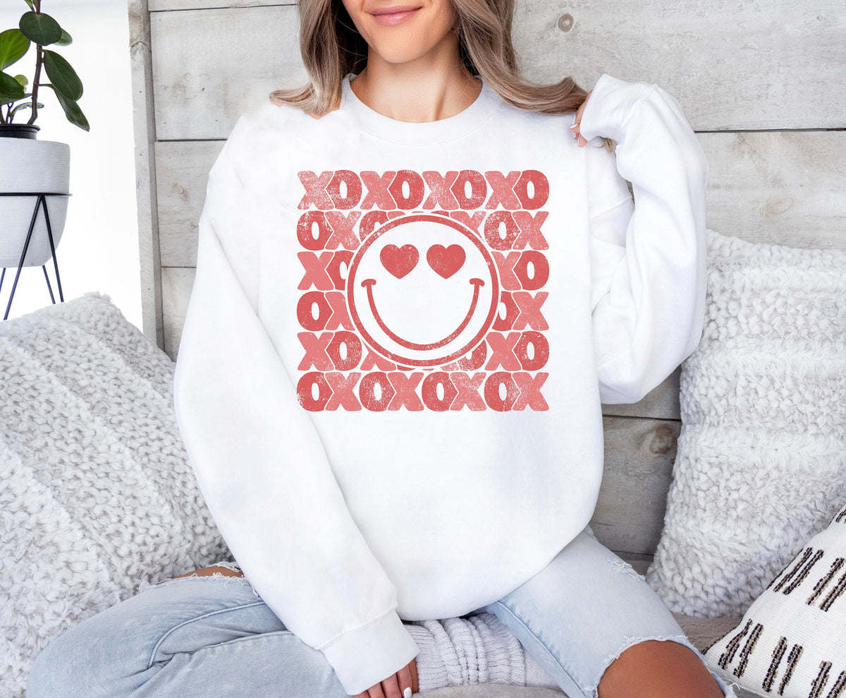 Retro XOXO Valentine's Day Sweatshirt: Pink Love Shirt