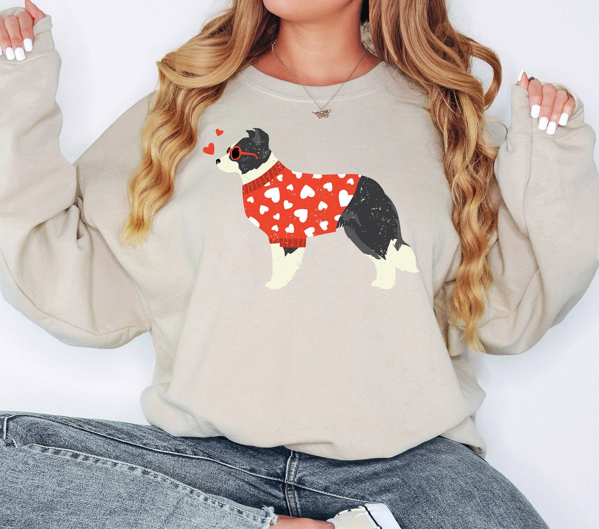 Border Collie Mama Valentine's Day Sweatshirt: Dog Mom Shirt