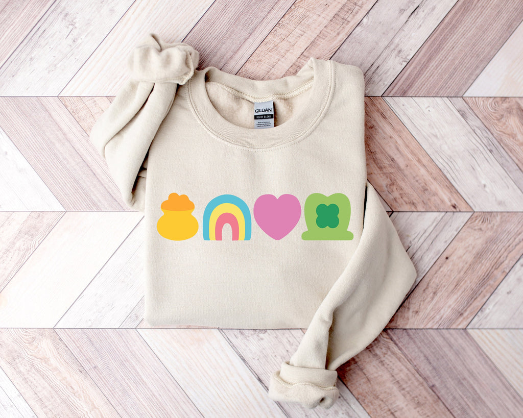 Rainbow Shamrock St. Patrick's Day Sweatshirt: Lucky Charm Shirt
