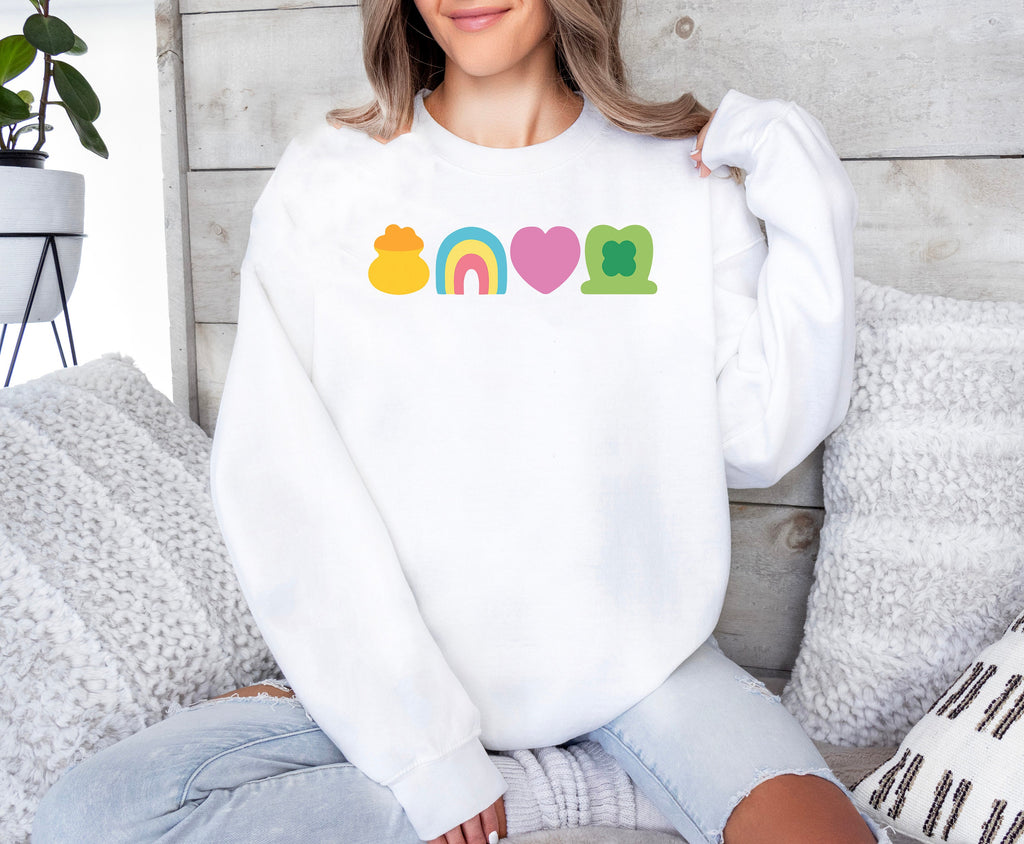 Rainbow Shamrock St. Patrick's Day Sweatshirt: Lucky Charm Shirt