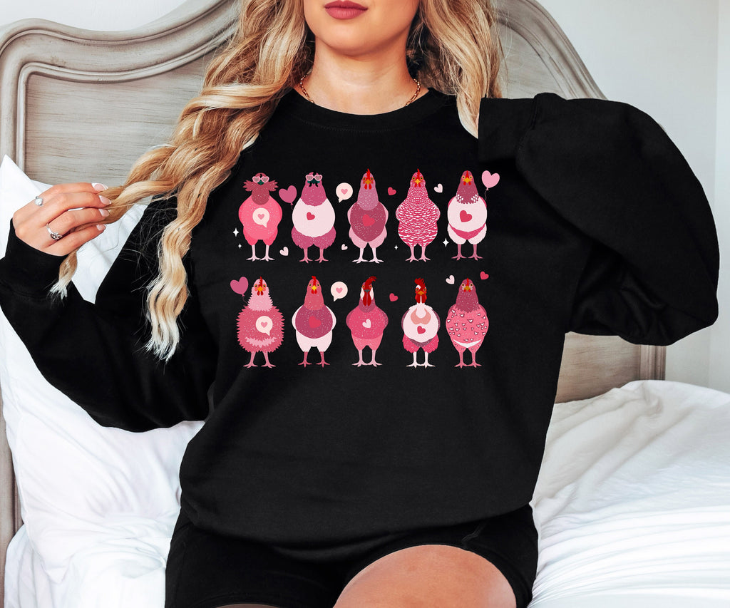 Chicken Valentine's Day Sweatshirt: Funny Chicken Mama Shirt