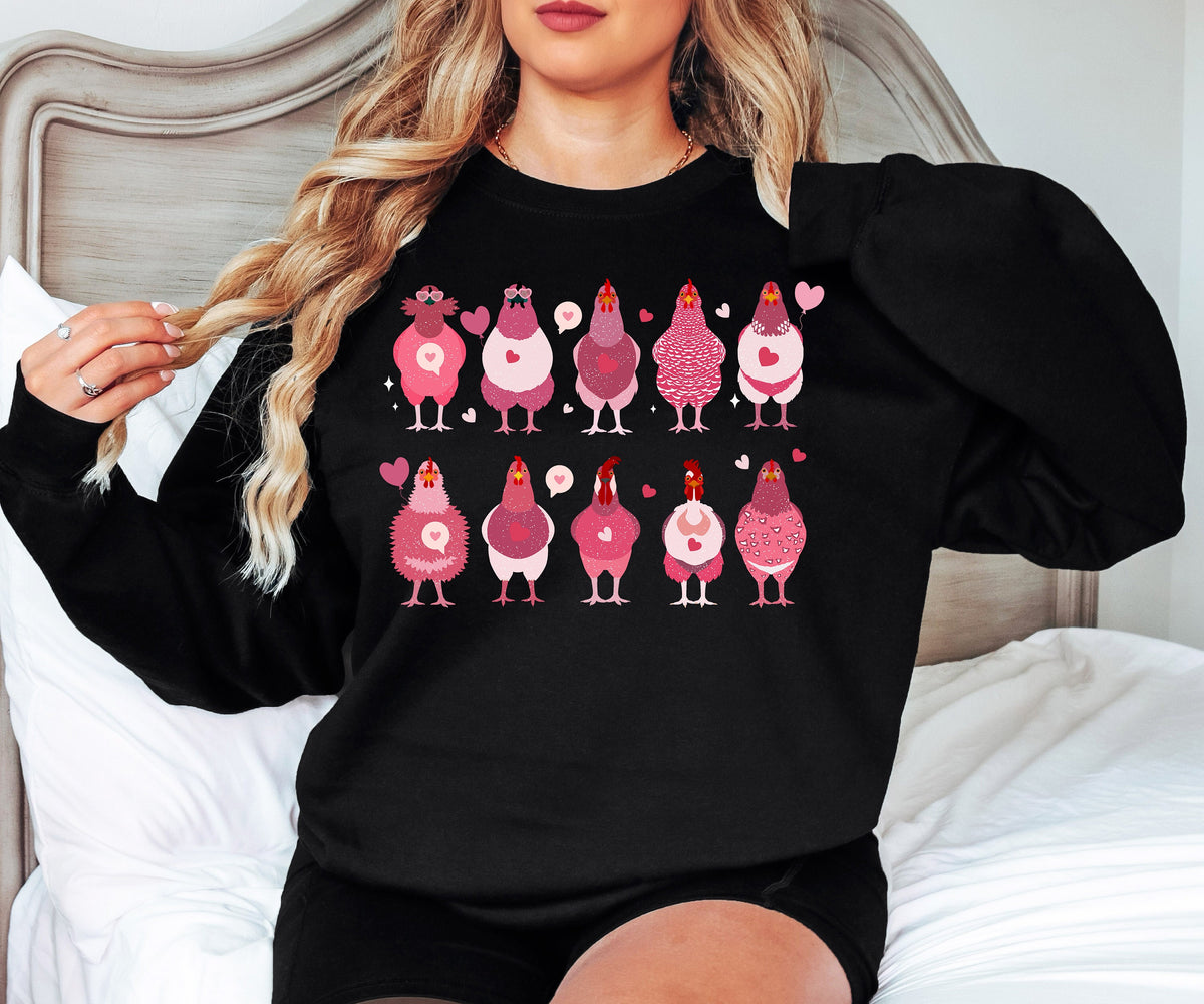 Chicken Valentine's Day Sweatshirt: Funny Chicken Mama Shirt