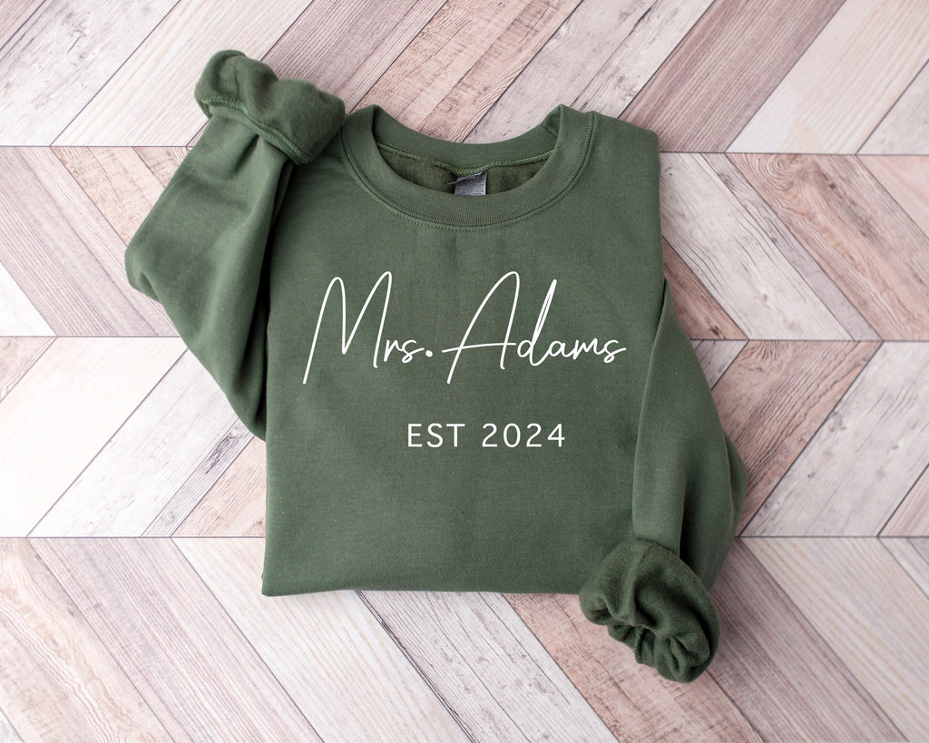 Personalized Bride Sweatshirt: Custom Mrs. Name, Future Wife Gift