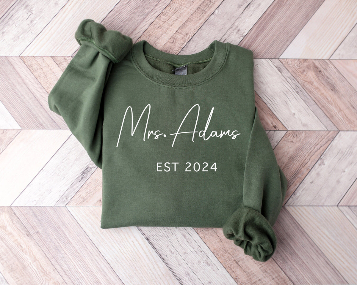 Personalized Bride Sweatshirt: Custom Mrs. Name, Future Wife Gift