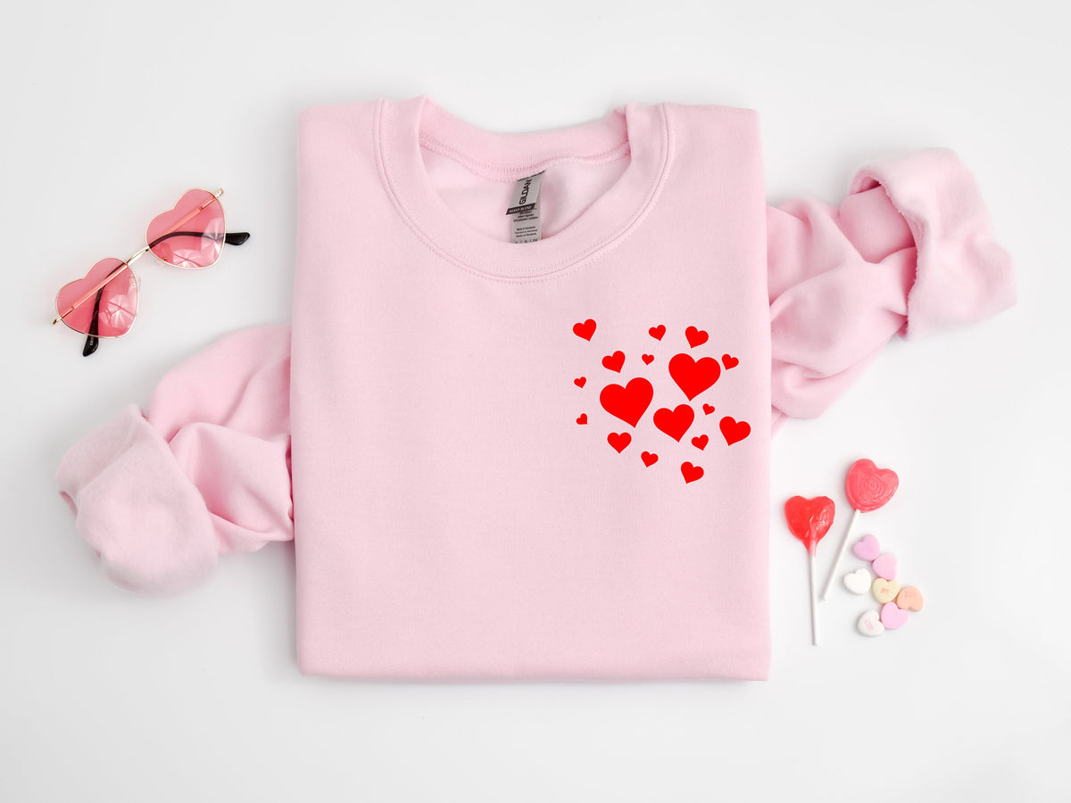 Hearts Valentine's Day Sweatshirt, Couples Matching Shirt