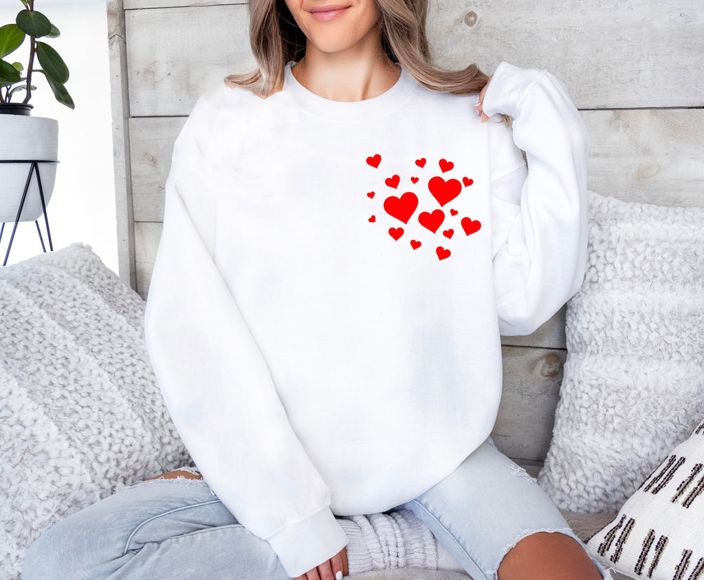 Hearts Valentine's Day Sweatshirt, Couples Matching Shirt