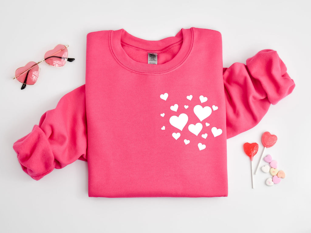 Hearts Valentine's Day Sweatshirt, Couples Matching Shirt