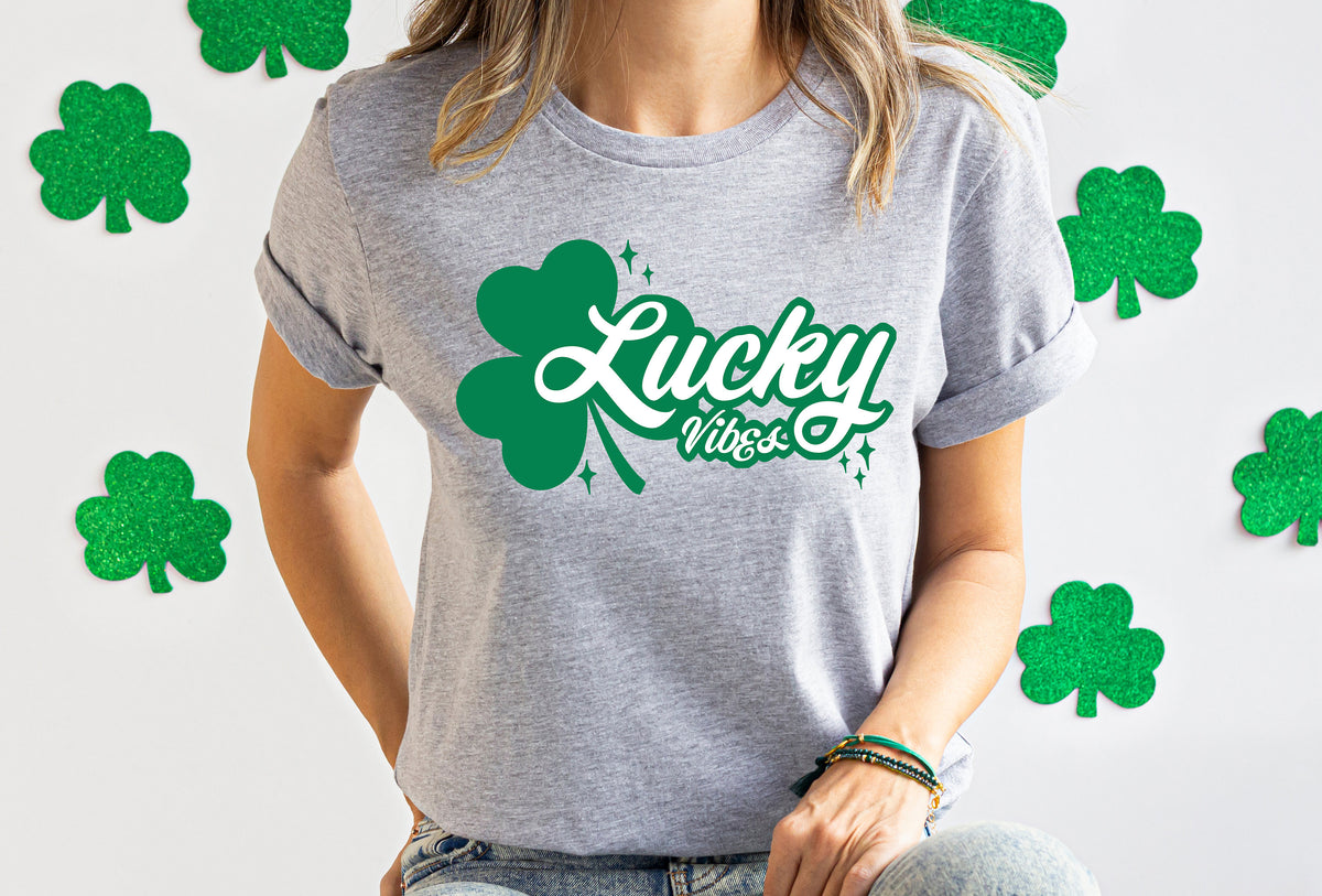Lucky Vibes Shamrock Sweatshirt - St Patricks Day Gift