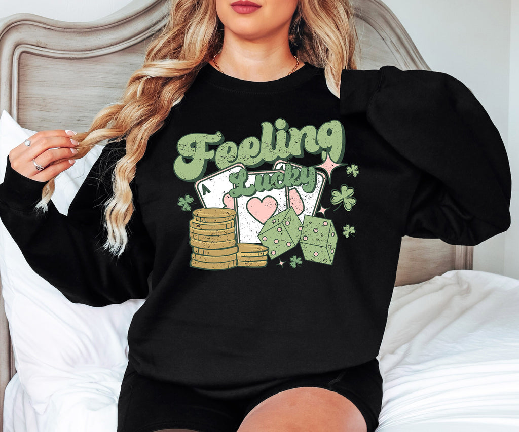 Feeling Lucky Sweatshirt: St Patricks Day Shamrock Clover Shirt