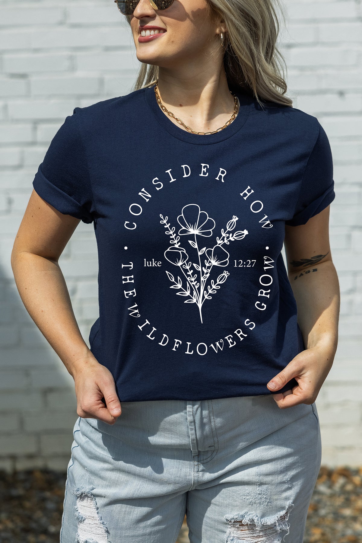 Consider How The Wildflowers Grow Sweatshirt, Christian Bible Verse Tee