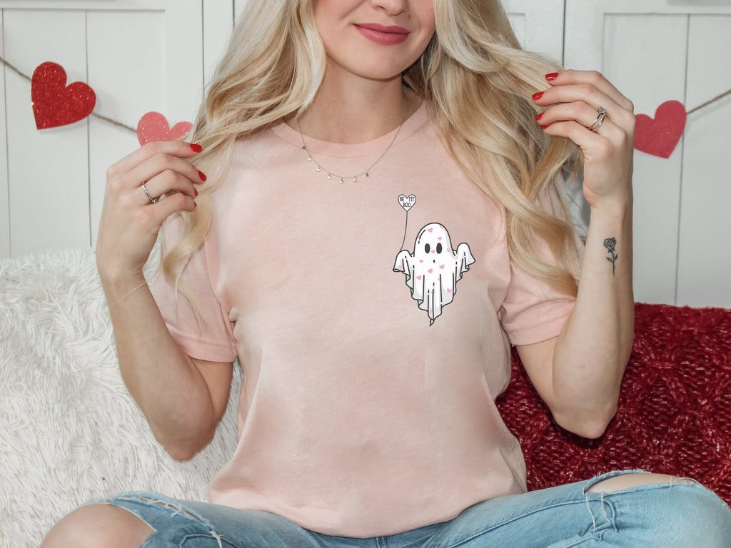 Be My Boo Ghost Sweatshirt - Valentine's Day Heart Hoodie