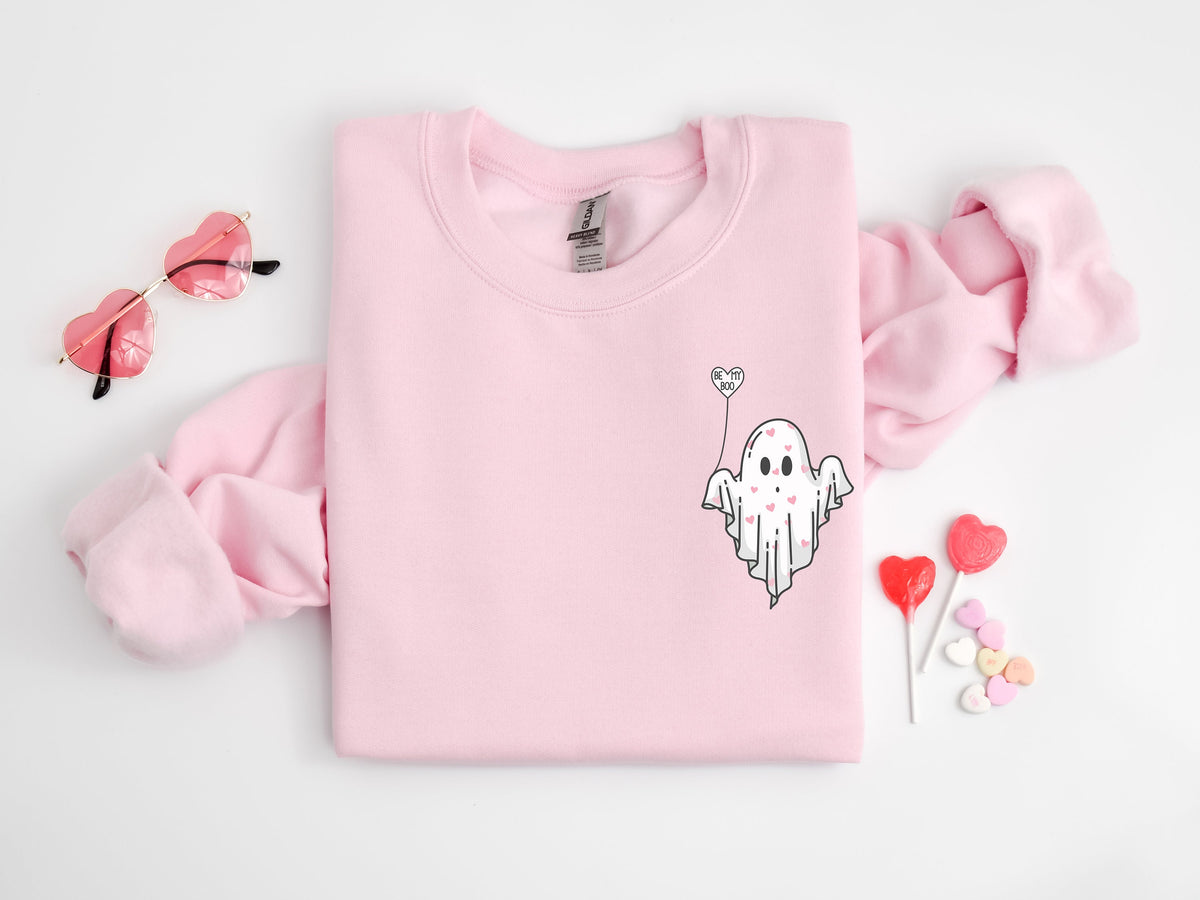 Be My Boo Ghost Sweatshirt - Valentine's Day Heart Hoodie