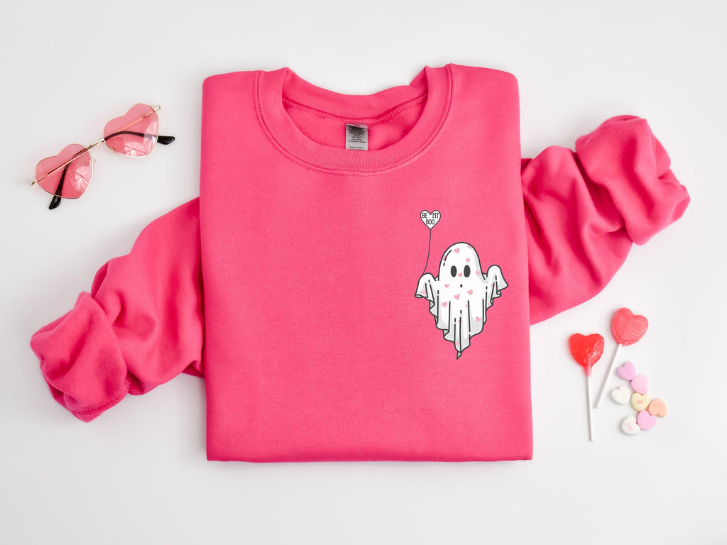 Be My Boo Ghost Sweatshirt - Valentine's Day Heart Hoodie