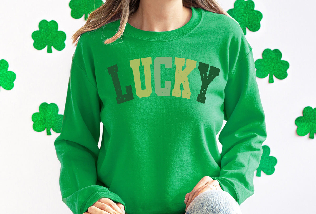 Lucky Vibes Sweatshirt: St Patricks Day Irish Clover Sweater