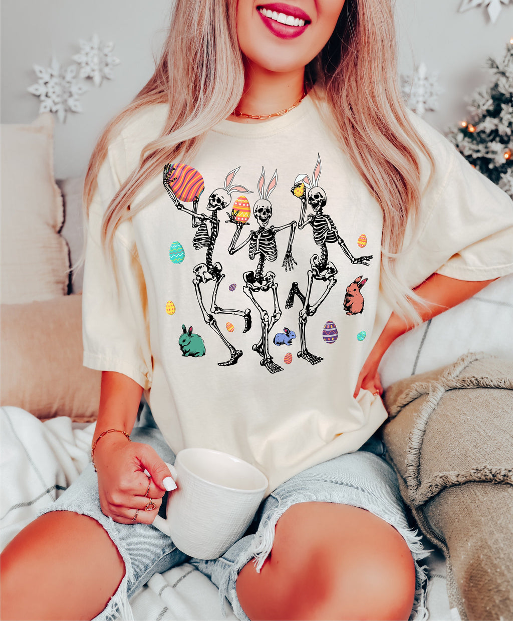 Funny Easter Skeleton Shirt: Dancing Skellies Family Tee