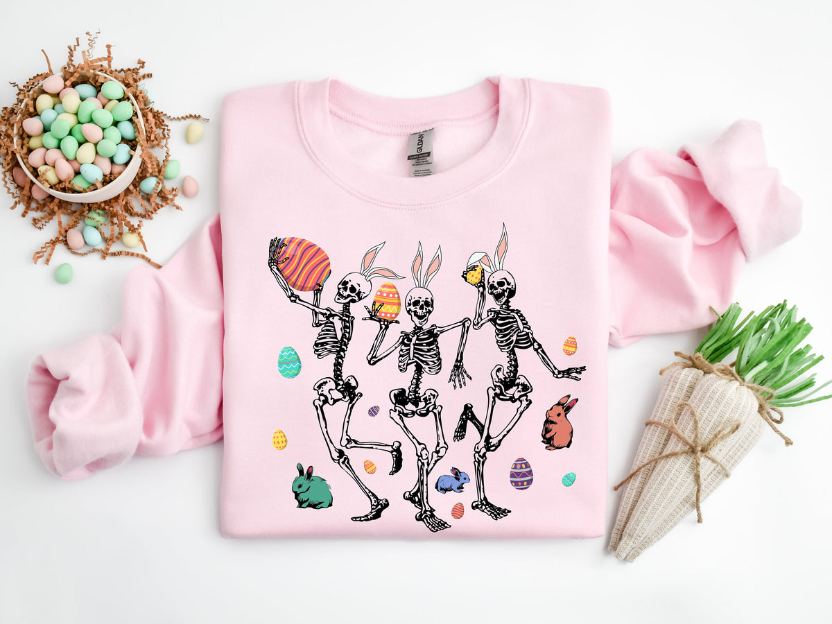 Funny Easter Skeleton Shirt: Dancing Skellies Family Tee