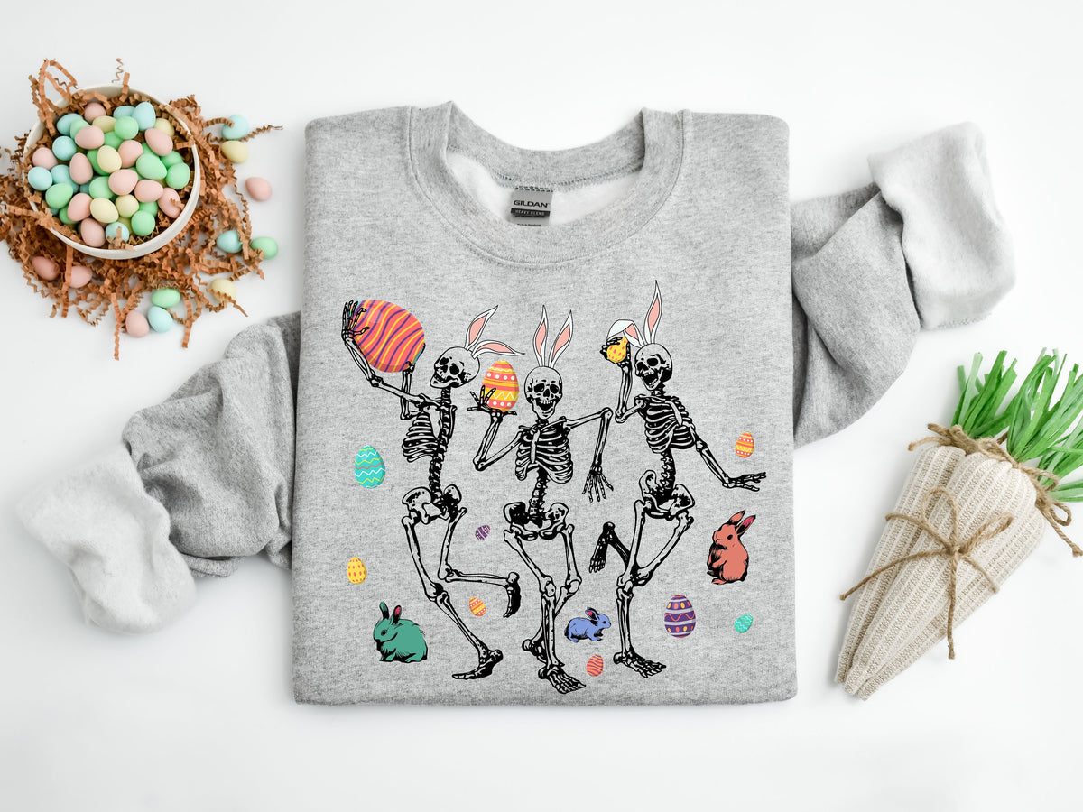 Funny Easter Skeleton Shirt: Dancing Skellies Family Tee