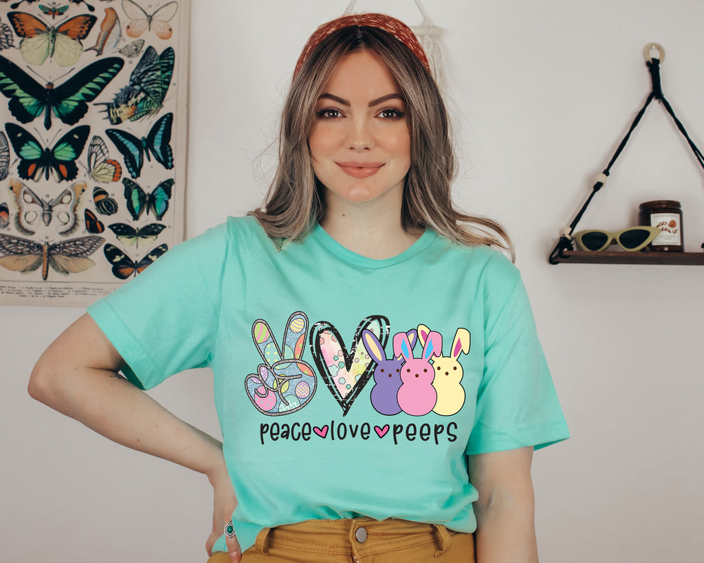 Peace Love Peeps Easter Shirt: Bunny Rabbit Tee