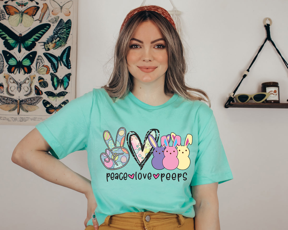 Peace Love Peeps Easter Shirt: Bunny Rabbit Tee