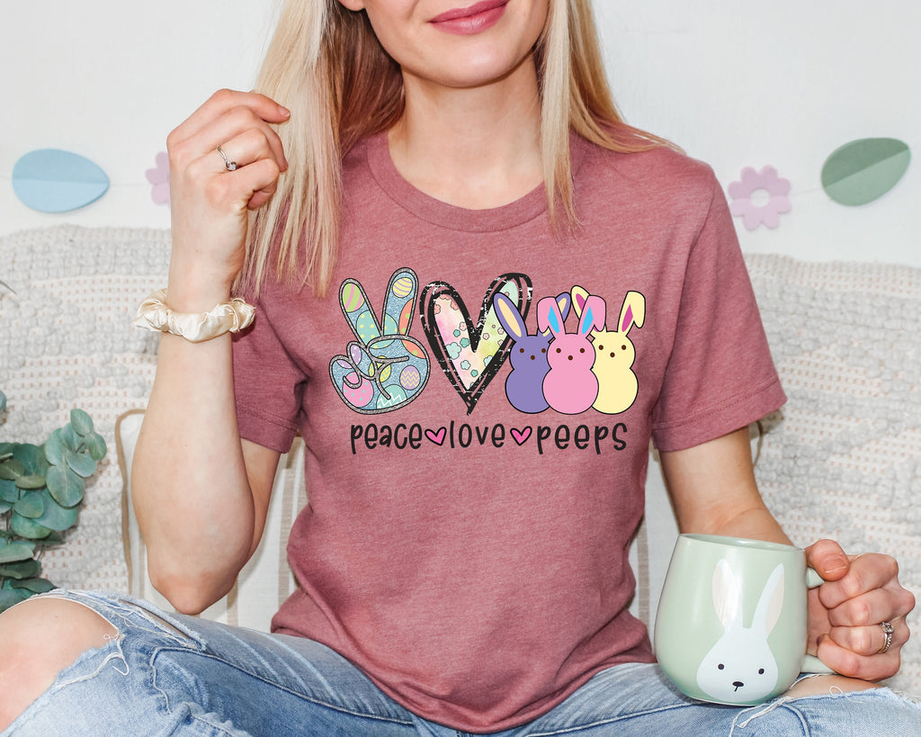 Peace Love Peeps Easter Shirt: Bunny Rabbit Tee
